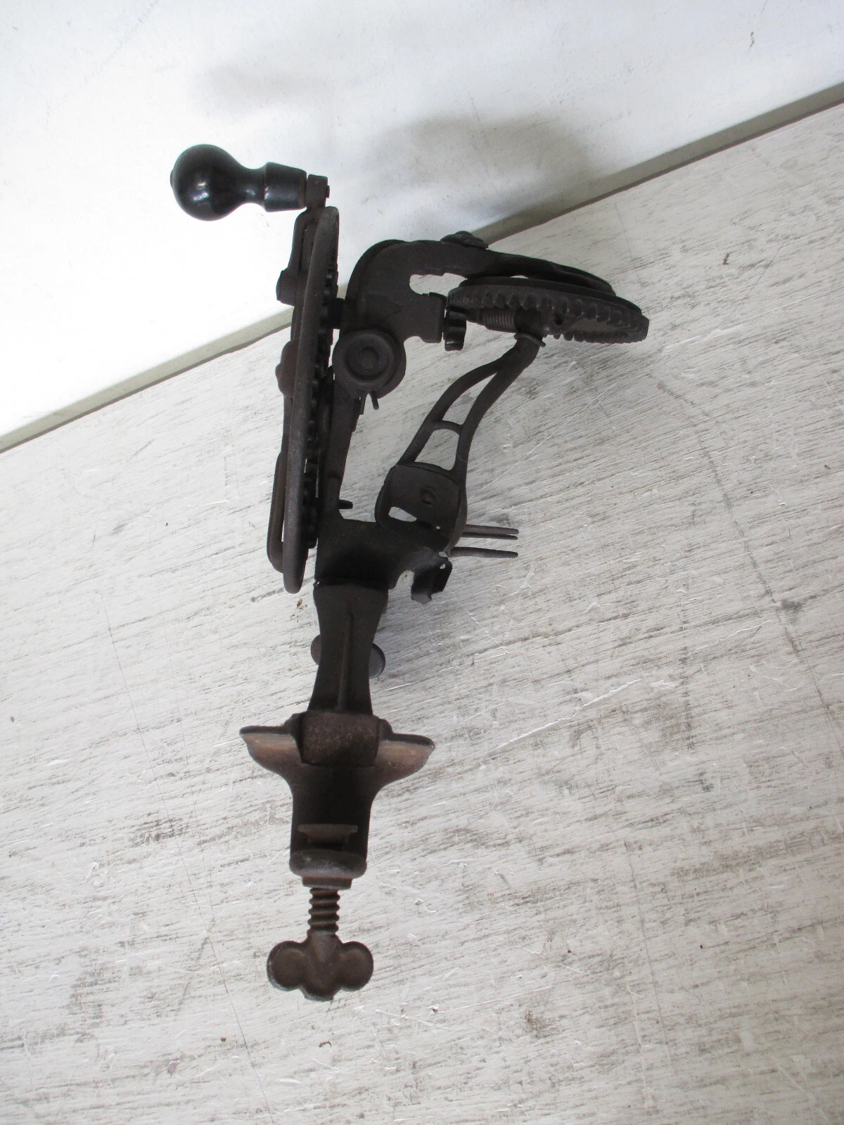 Antique 1880's Cast Iron Hand Crank Gear Driven Apple Peeler
