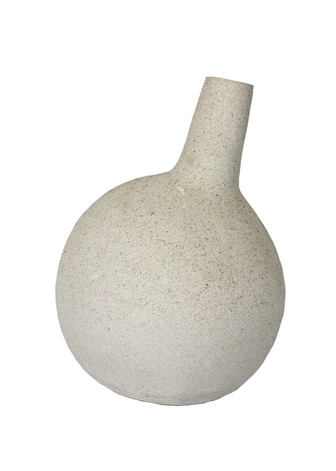 Sandstone vase flower stem holder 19cm high, white - Thailand Contemporary style