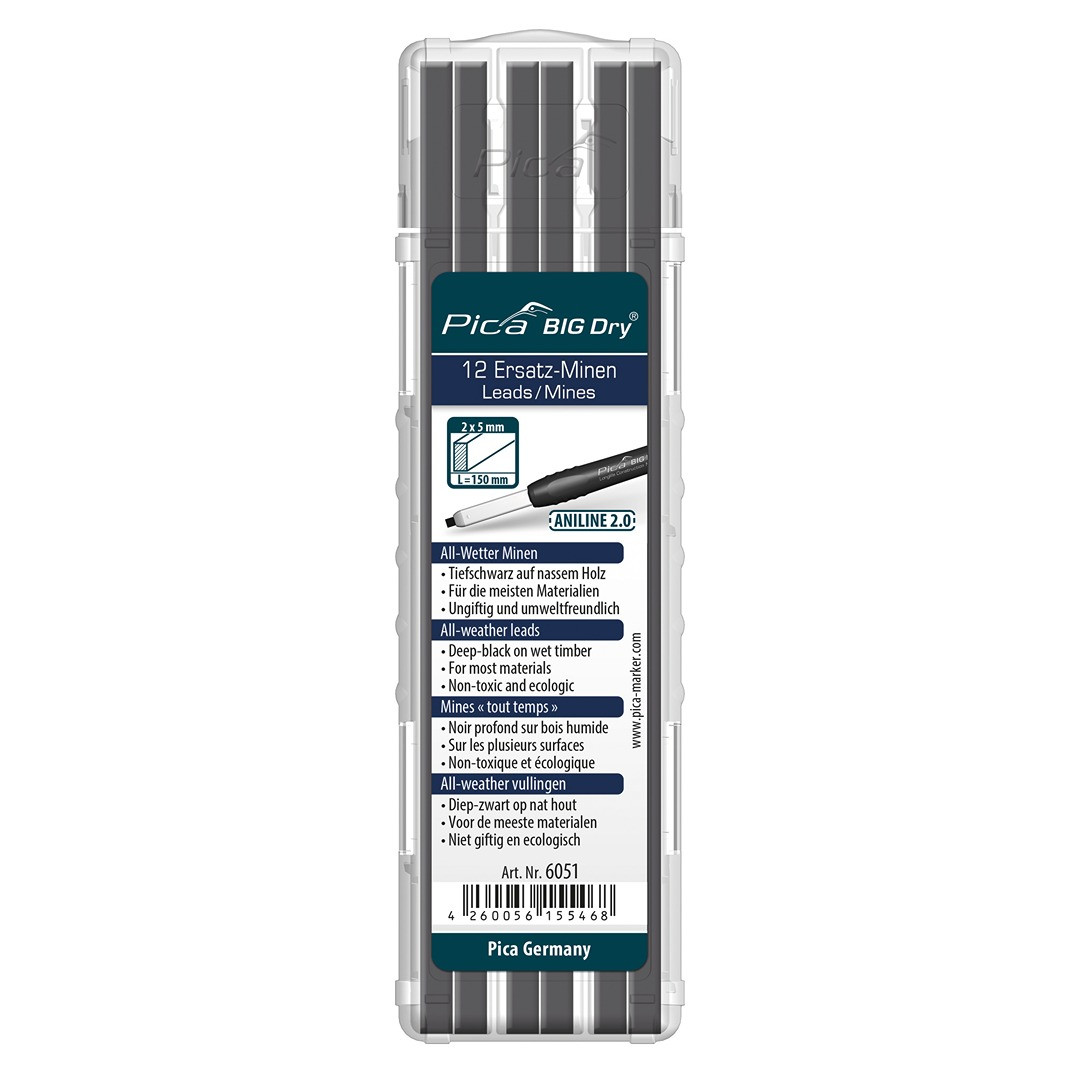 Pica 6051 BIG-Dry ANILINE 2.0 Refill Leads, 8PK