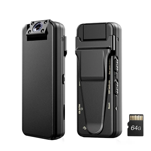 BOBLOV 64GB Mini Camera 1080P Wearable Body Camera Video Recorder Night Vision