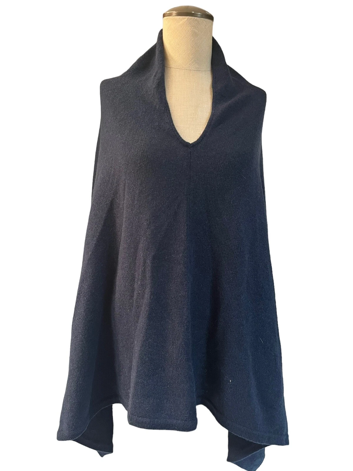 Peter Millar 100% Pure Cashmere Poncho Sweater Navy Blue One Size Cape NWT