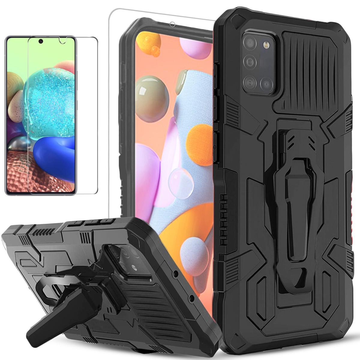 For Samsung Galaxy A31 Case Phone Cover Kickstand Tempered Glass