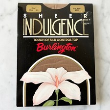 Vintage Burlington Sheer Indulgence Pantyhose Control Top Nude Toe Bare Size 1
