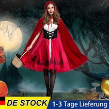 Damen Rotkäppchen Kostüm Umhang Erwachsene Märchenkleid Party Weihnachten Outfit