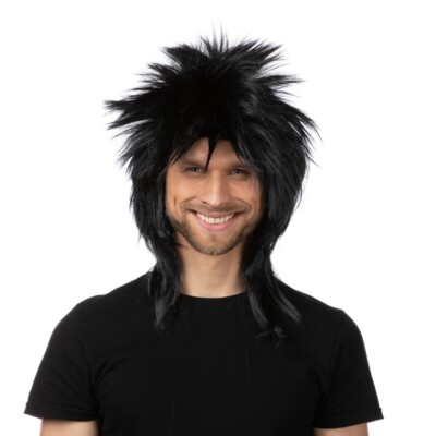 Parrucca Anni '80 Nera Per Uomo - Costume Boy Band, Punk, Emo, Retro - Stylex Party