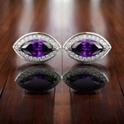 Pretty 3Ct Lab Created Amethyst Halo Cufflinks  For Men's 14K White Gold Plated