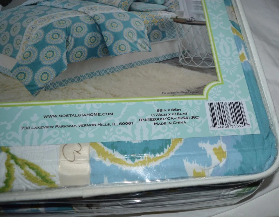 DENA HOME Medalhão Pomba Azul COLCHA DUPLA NOVA ALGODÃO DE PRIMEIRA QUALIDADE - Imagem 3 de 4