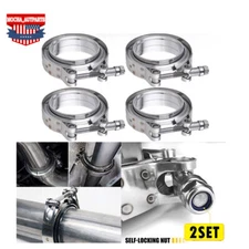 3" Inches V-Band Flange&Clamp Kit Male/Female With Ridge Exhaust Stainless 4 Pcs