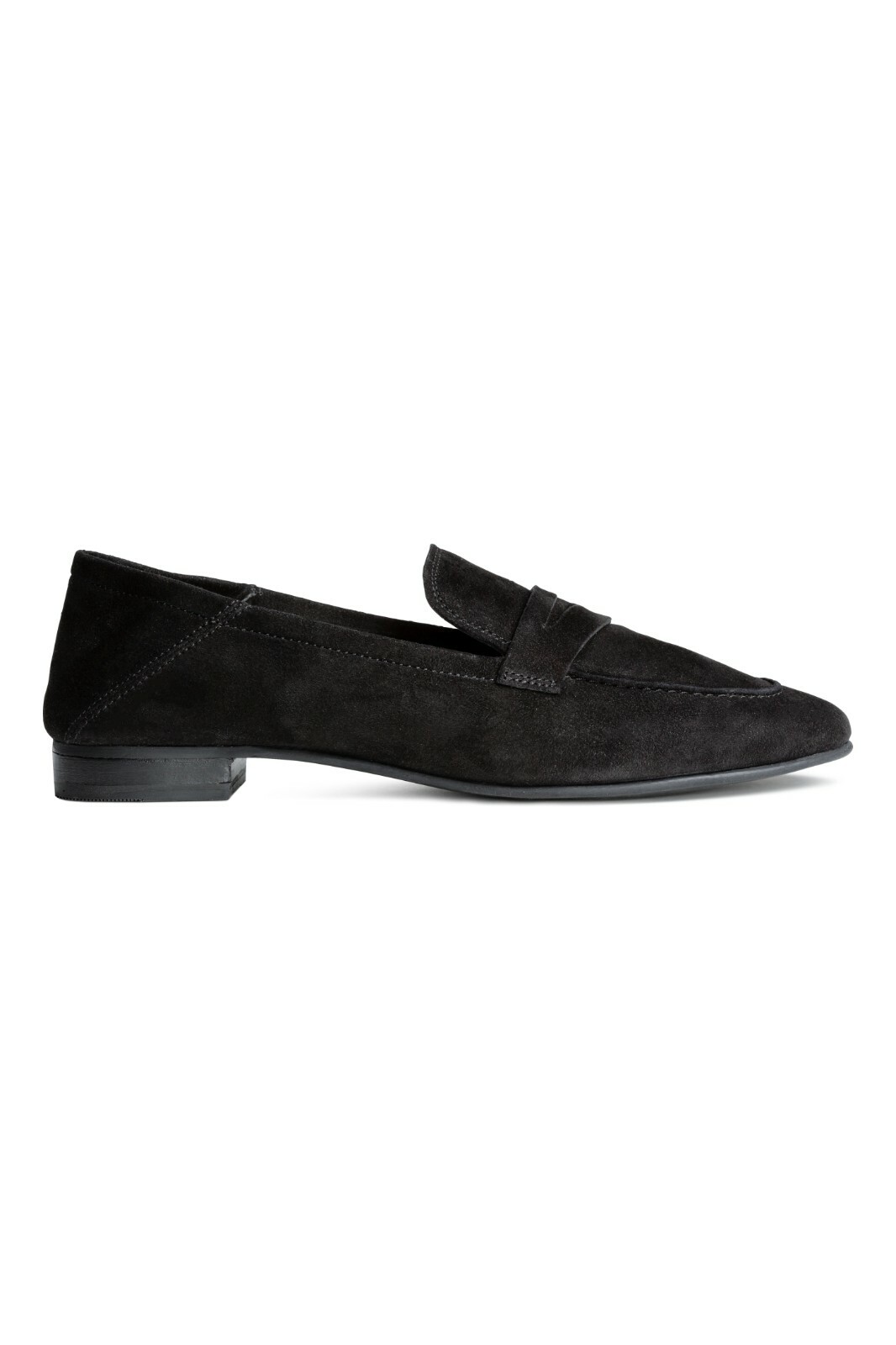 New NIB H&M Premium Black Suede Leather Low Heel Loafers Slip On Shoes Sz 8.5