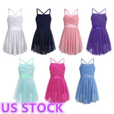 Kids Girl's Spaghetti Lyrical Dance Dress Camisole Leotard Ballet Latin Dress