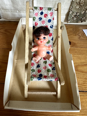 (RB)5025-2209, vintage doll plus deck chair, toys, decoration