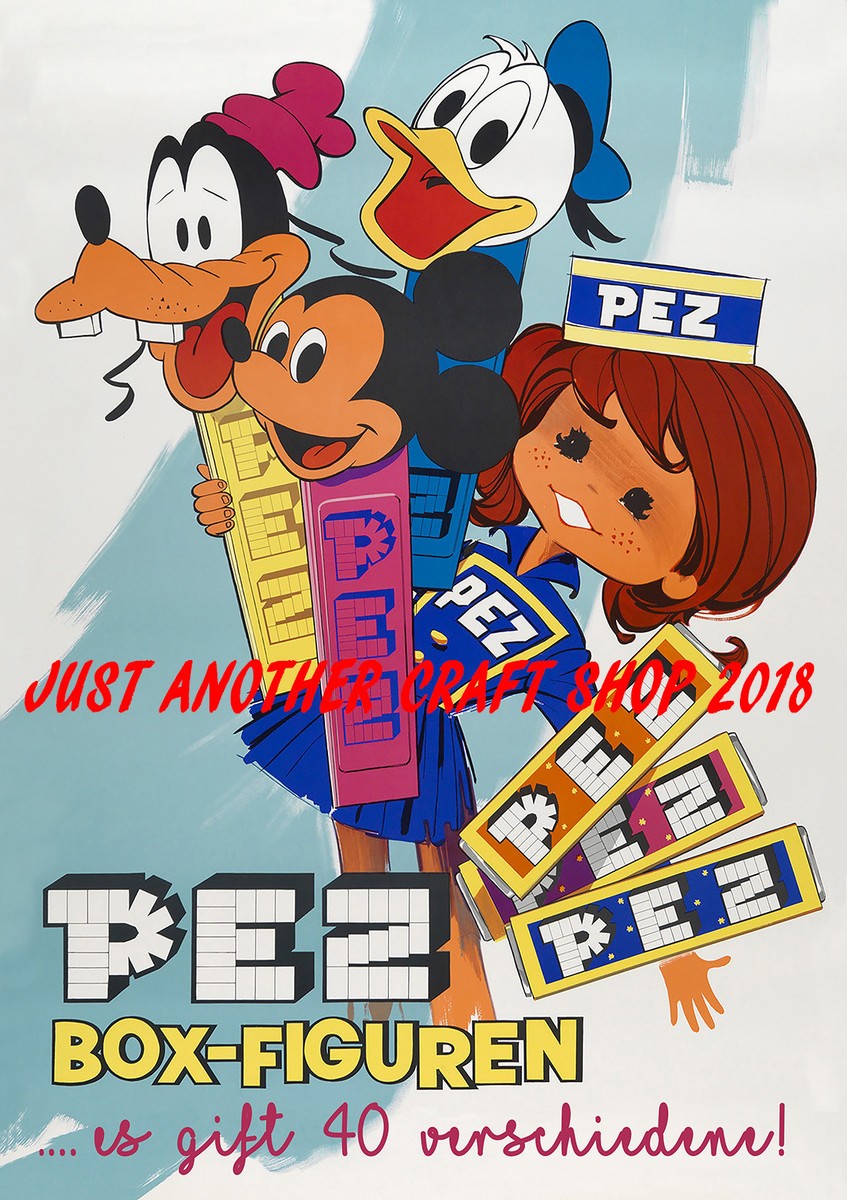 Pez Walt Disney Vintage 1960's Candy Dispenser Poster Advert Sign