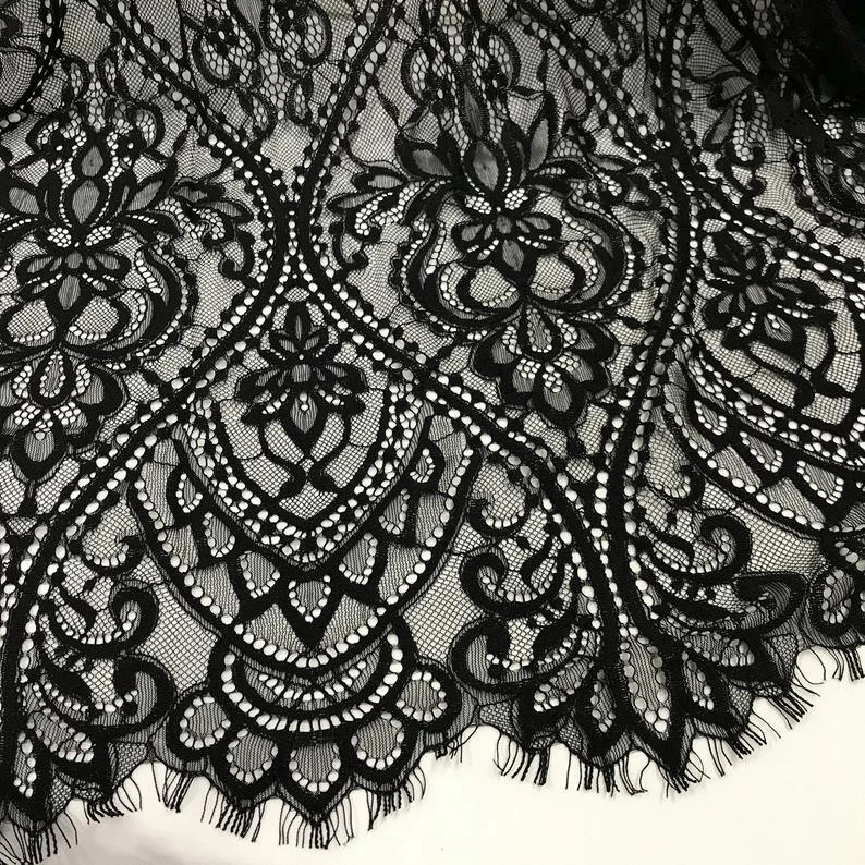 Black Scalloped Guipure Lace - Fabrics & Fabrics