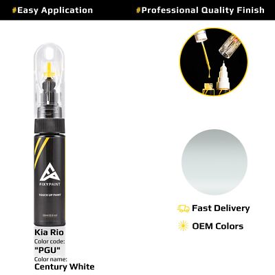 Touch up Paint for Kia Rio Code: PGU Century White Exact Color Match