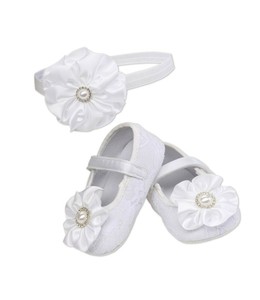 christening shoes and headband