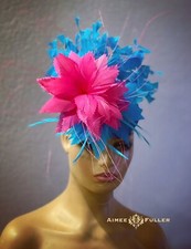 Turquoise Kentucky Derby Fascinator Hot Pink Royal Ascot Del Mar Opening Day Hat