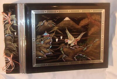 VINTAGE INLAID WOOD PHOTO ALBUM LOOKS JAPANESE LOOKS NICE WITH JUST LIGHT WEAR