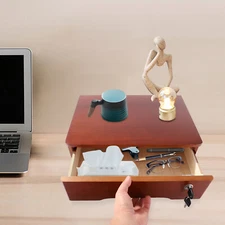 Vintage Wooden Desktop Storage Cabinet Drawer Box Makeup Organiser Office Holder