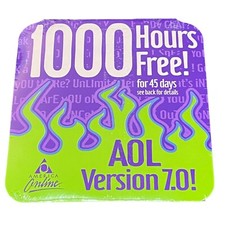 AOL 7.0 CD Purple Green Flames 1000 Hours Computer Software Sealed New