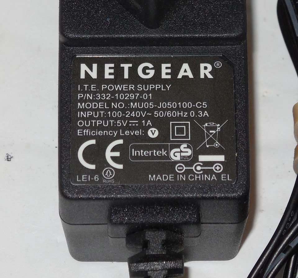 Netgear AC/DC Power Adapter Model MU05-J050100-C5 Input 100-240V/Output+5V - Image 2 of 2