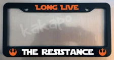 Long Live The Resistance Star Wars Glossy Black License Plate Frame