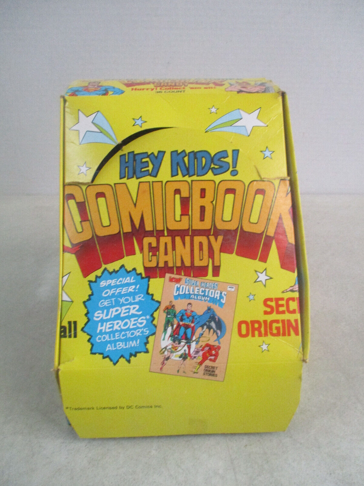 VINTAGE LEAF DC COMIC BOOK CANDY SECRET ORIGINS 36 SEALED PACKS IN DISPLAY BOX