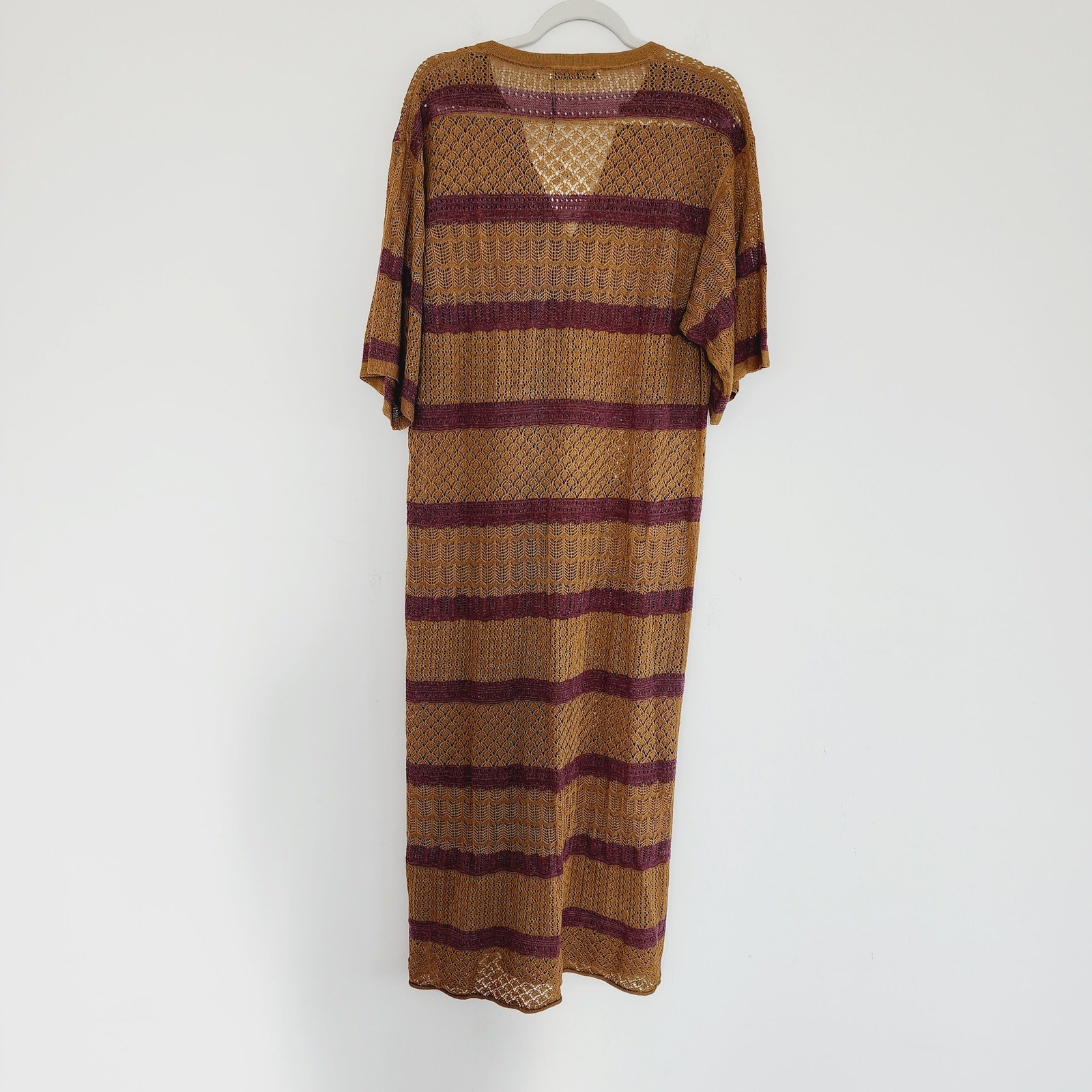  Zara Macrame Knit Kaftan Midi / Maxi Dress Cover-Up Cream Size Medium - Large thumbnail 4