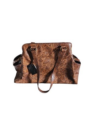 Vtg NWT Donald J Pliner Couture Italy Western Shoulder Bag Embossed Leather NEW!