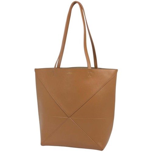 Loewe Puzzle Fold Tote Medium Leather Camel Ladies Used