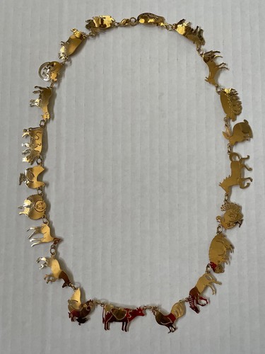 Vintage Wild Bryde statement necklace -gold tone Farm animals