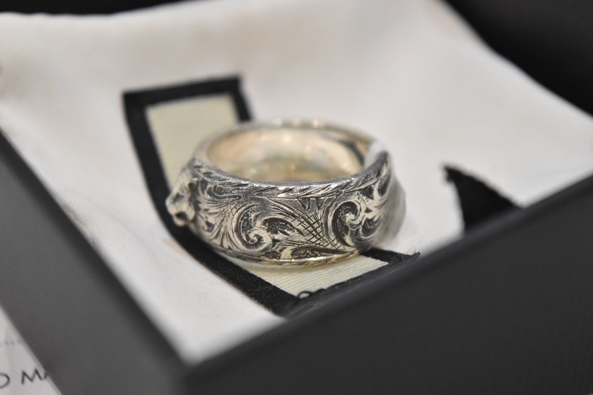 Gucci Thin Silver Ring With Feline Head Cat Head Ring Size 23 | eBay