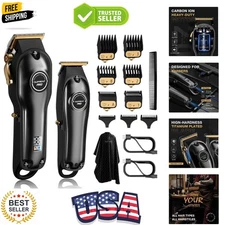 PRO Professional Hair Clippers for Men- Hair Cutting Kit & Zero Gap T-Blade T...