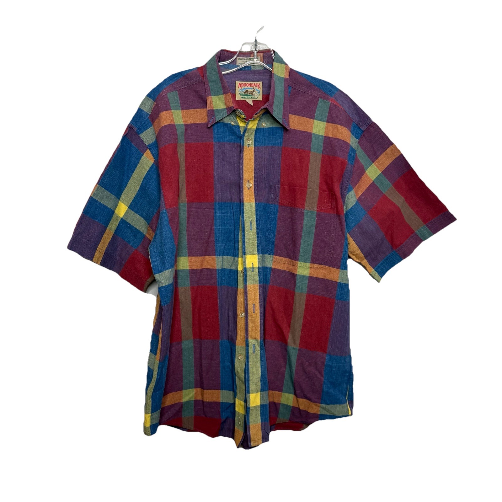 FILA Camicia vintage Adirondack Savile Row da uomo L a quadri con bottoni Chambray Surf Wash