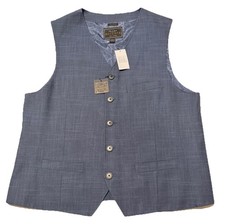 Jos A Bank Reserve Vest Mens Large Tailored Fit 5 Button Blue 100 Cotton New