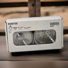 IKEA DUKTIG 5-Piece Toy Cookware Set Stainless Steel POTs PANs LID 001.301.67