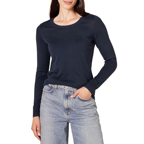 Damen Pullover Marineblau S Rundhalsausschnitt Langarm Amazon Essentials-image