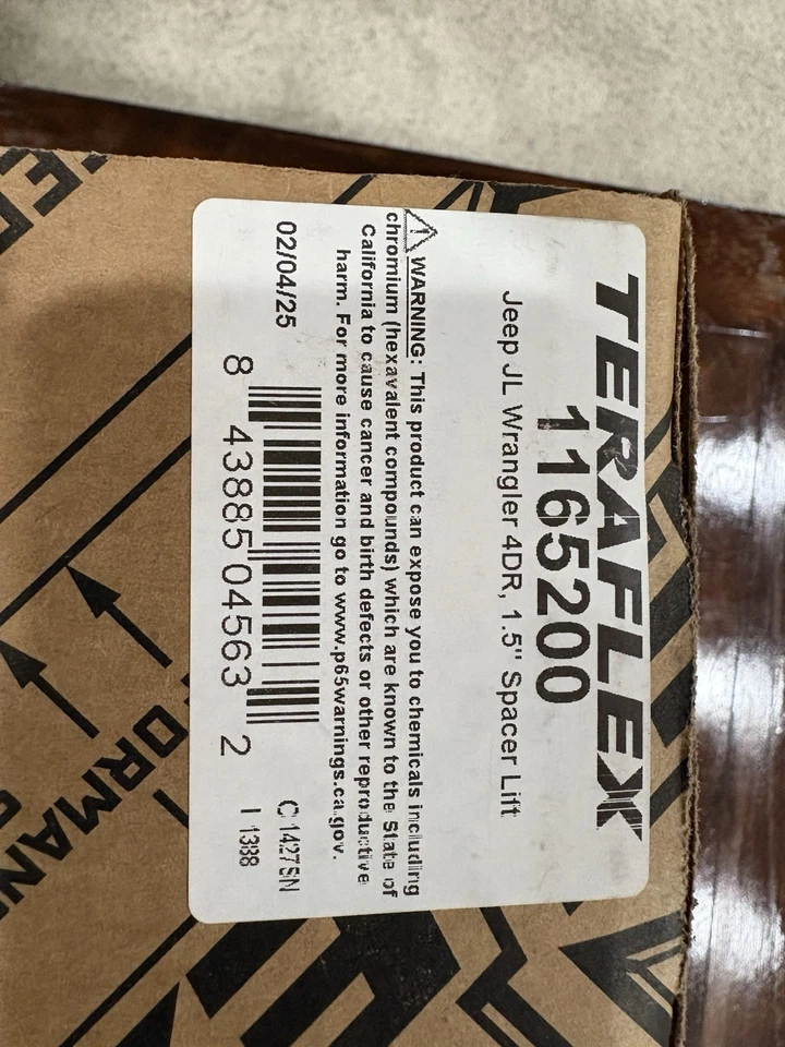 TeraFlex 1.5" 1165200 JL Wrangler 4 Door Spacer Kit, 1 pack NEW See Photos - Image 2 of 4