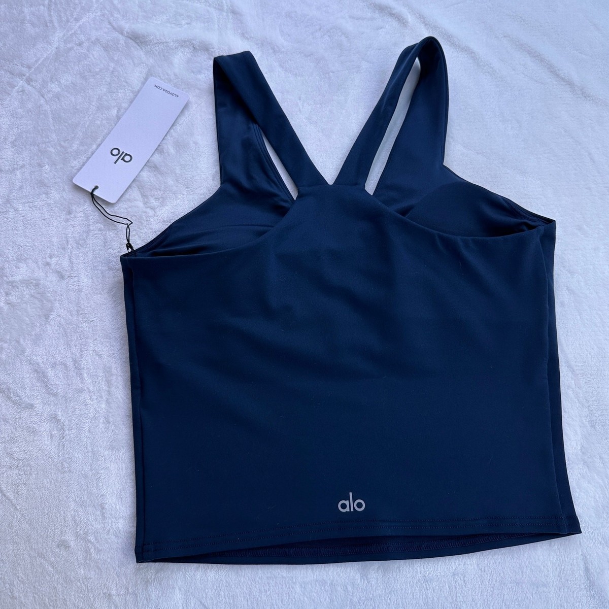 Alo Yoga Airbrush Real Bra Tank Navy Size Large Crop Sports Bra