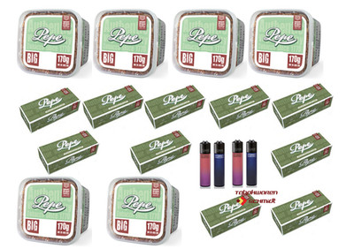 6 x Pepe Bright Green XXXL Eimer 170g + 2000 Pepe Hülsen + 4 Clipper