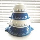 Vintage Pyrex Snowflake Garland Blue/White Cinderella Mixing Bowl - Set of 4