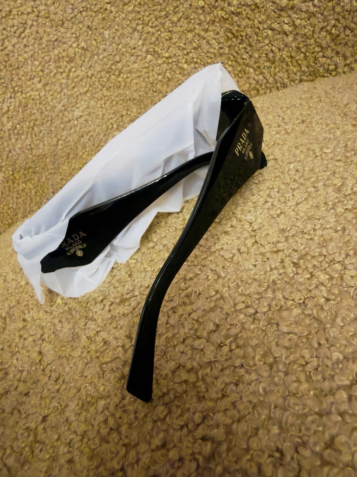 Prada Milano Black Rectangular Sunglasses Designer Shades Italy thumbnail 6