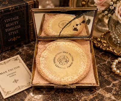 Vtg Max Factor Loose Powder Compact Original Puff Screen Restoration PROP ONLY