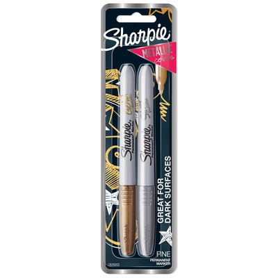 Metallic Fine Point Permanent Marker, Assorted Colors, 2-Pack - 1829202
