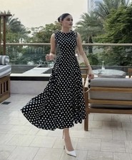 ZARA FW25ZW COLLECTION ABITO MIDI SMANICATO A POIS 2183/057 TAGLIA S