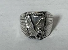 Vintage Navajo Ring .925 Silver Eagle Native Pattern- Signed By S Ray  80's