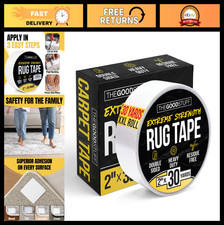 Double Sided Carpet Tape 2"x30yd - Secure Area Rugs, No Residue, Easy to Remove