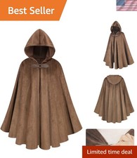Exquisite Brown Velvet Hooded Cloak - Ideal for Renaissance Faires LARP Events