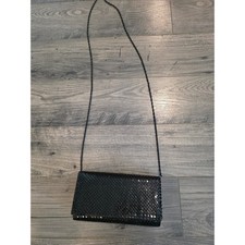 Vintage Style Black Metal Mesh Evening Clutch Bag Crossbody Chain RN 90894