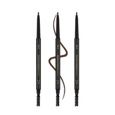 3Pcs Waterproof Dark Brown Eyebrow Pencil with Spoolie Brush, Longwearing