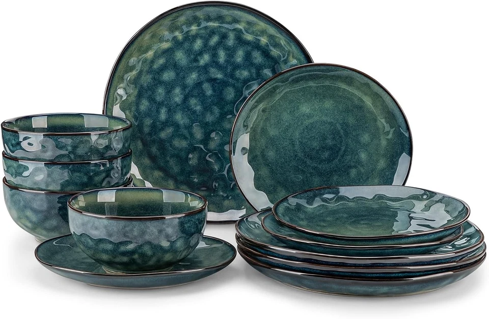 Starry Dinnerware Set for 4, Handmade Reactive Gla - Image 3 of 4